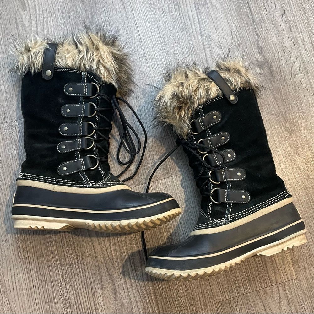 SOREL Joan of Arctic Quarry Black Waterproof Suede Winter Snow Boots - Picture 2 of 11